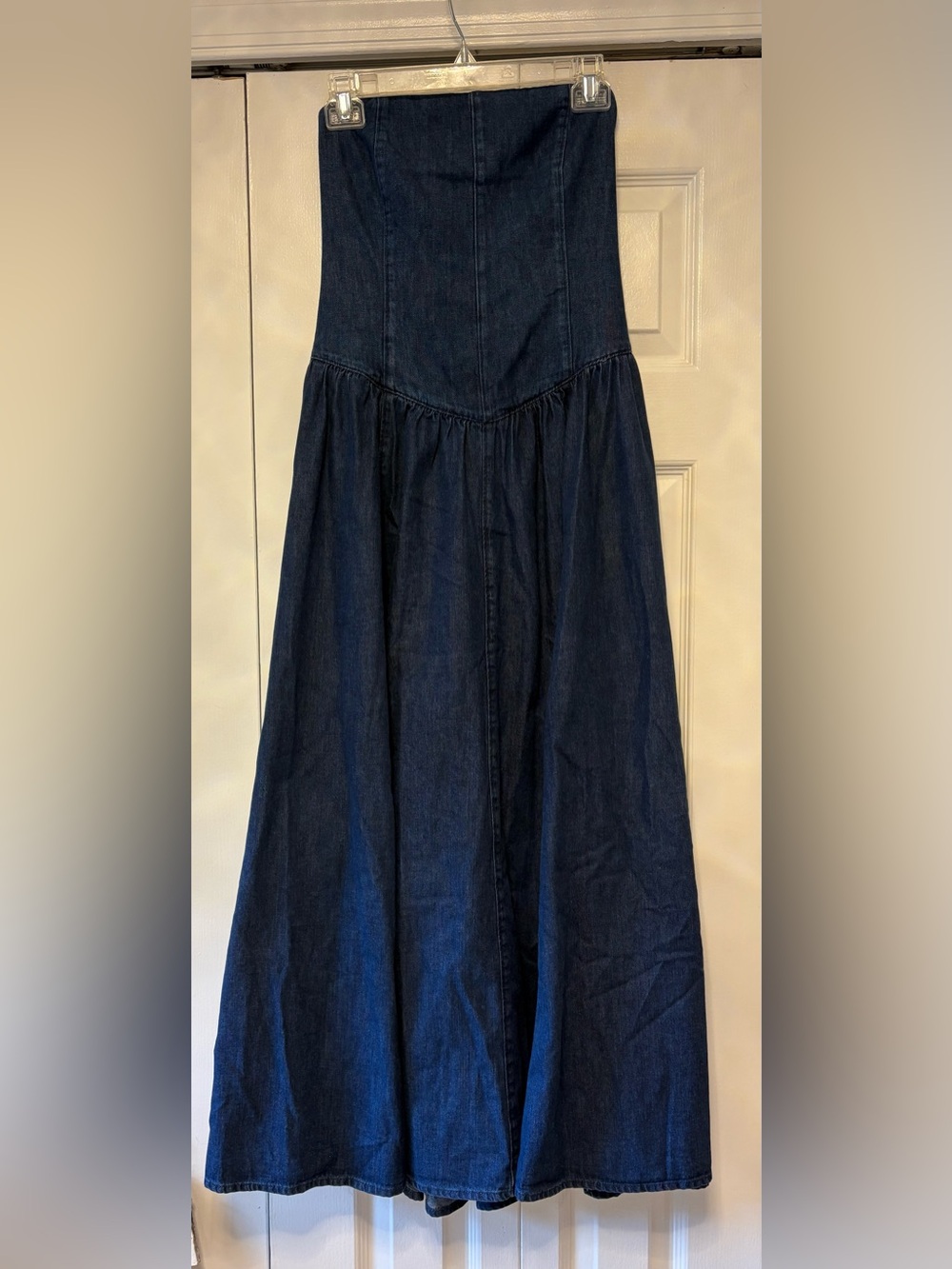 Zara Dark Blue Denim Strapless maxi dress. Small